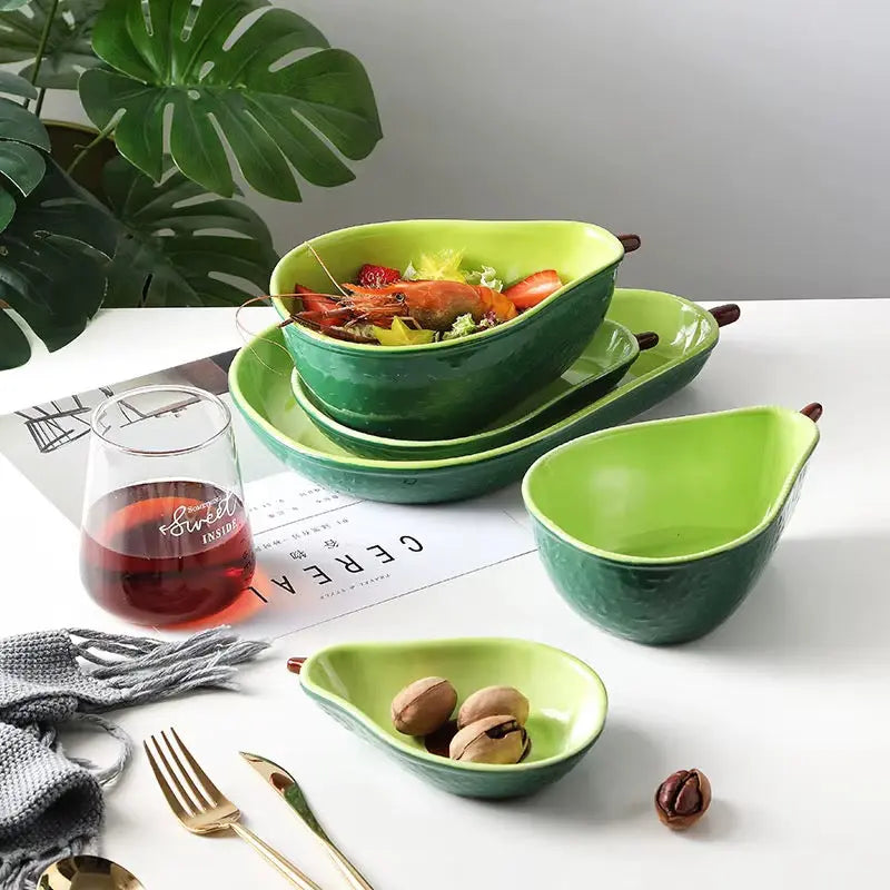 Avocado Shaped Ceramic Serving Bowl
