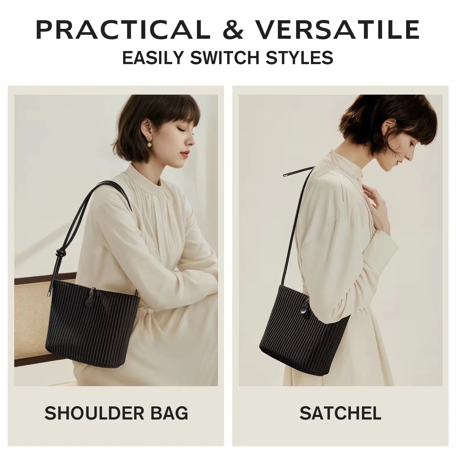 Convertible Pleated Shoulder & Satchel Handbag for Women Lightweight Casual Crossbody Tote with Adjustable Strap Sparkels  Sparkels