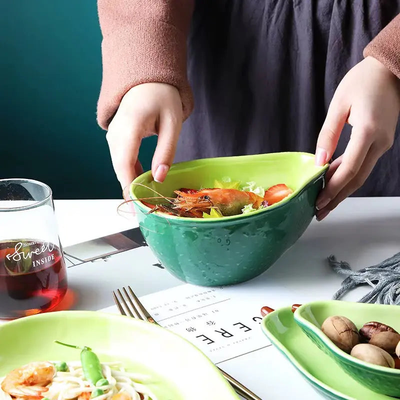 Avocado Shaped Ceramic Serving Bowl