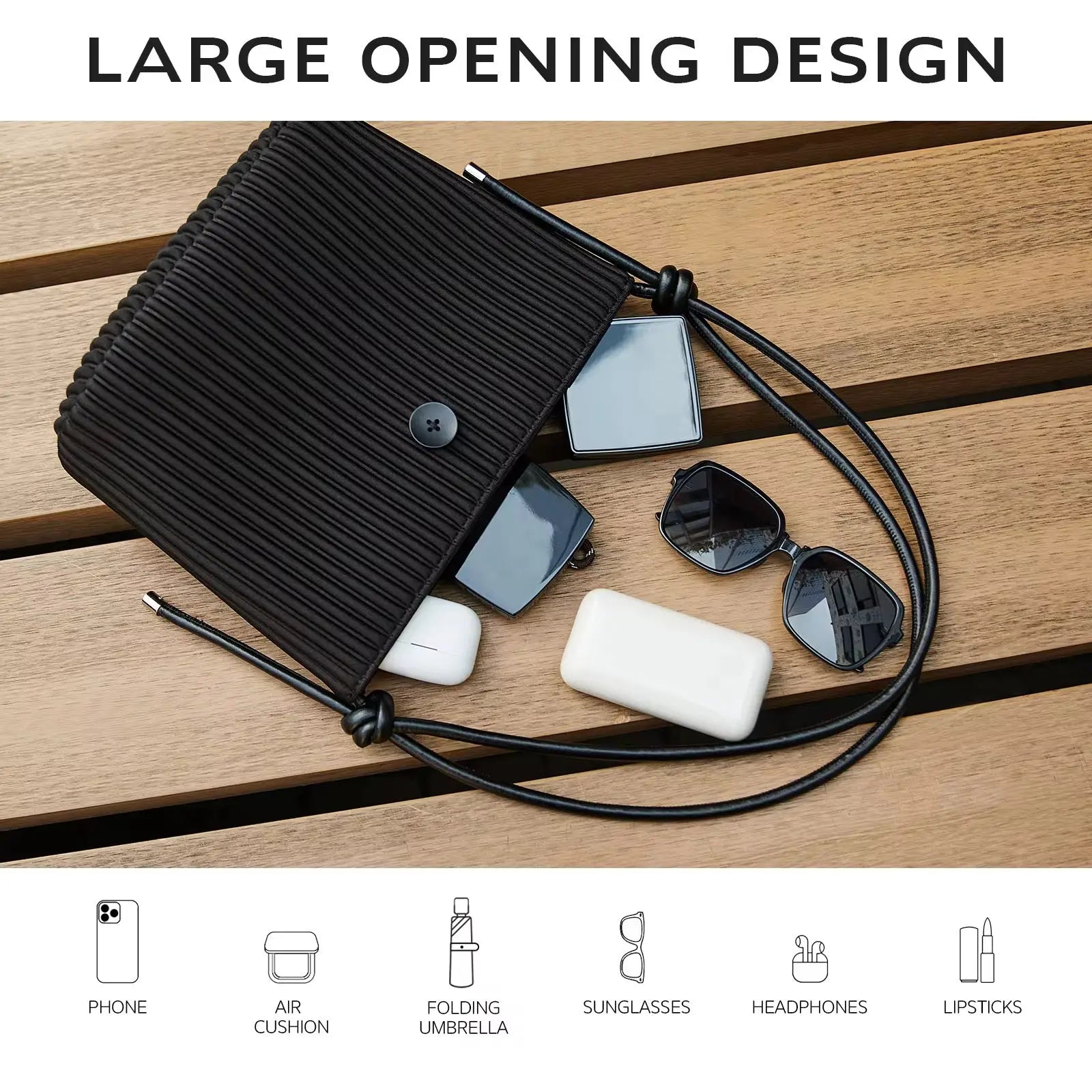 Convertible Pleated Shoulder & Satchel Handbag for Women Lightweight Casual Crossbody Tote with Adjustable Strap Sparkels  Sparkels