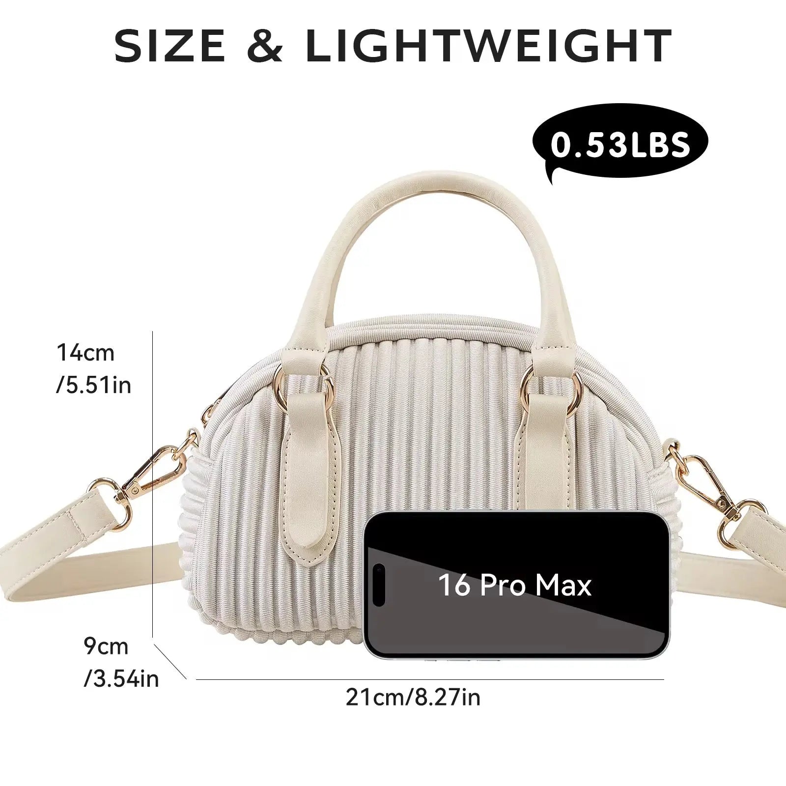 Women’s Pleated Mini Bowling Bag Lightweight Crossbody & Handbag Elegant Small Shoulder Purse Sparkels  Sparkels