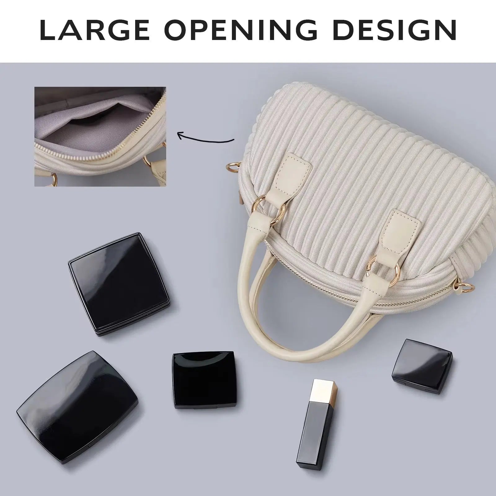 Women’s Pleated Mini Bowling Bag Lightweight Crossbody & Handbag Elegant Small Shoulder Purse Sparkels  Sparkels
