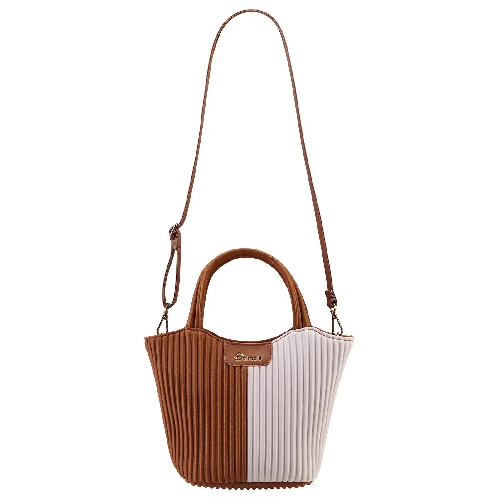 Two-Tone Pleated Tote Shoulder Bag Lightweight Stylish Handbag for Women Casual & Chic Everyday Purse Sparkels  Sparkels