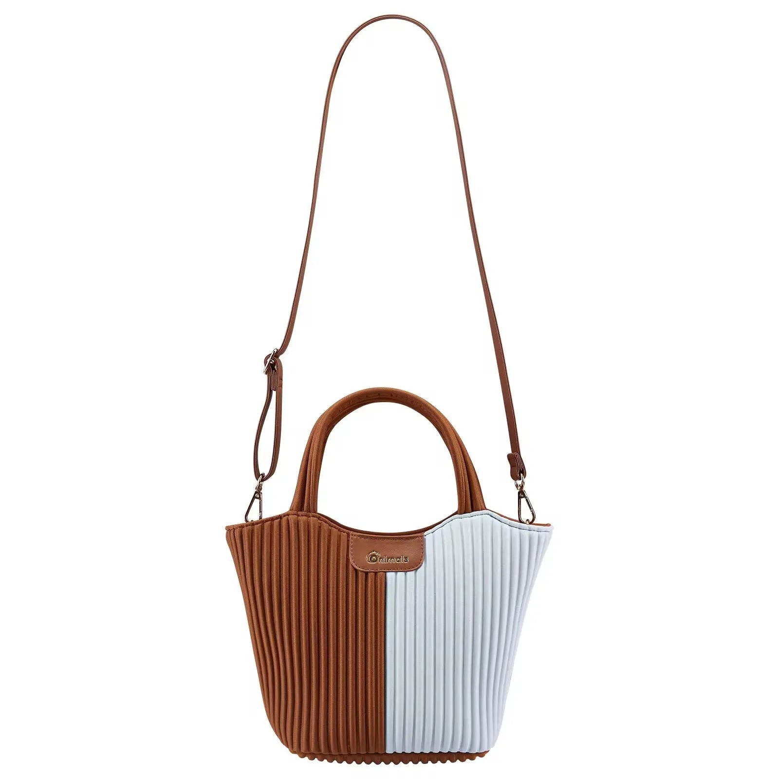 Two-Tone Pleated Tote Shoulder Bag Lightweight Stylish Handbag for Women Casual & Chic Everyday Purse Sparkels  Sparkels