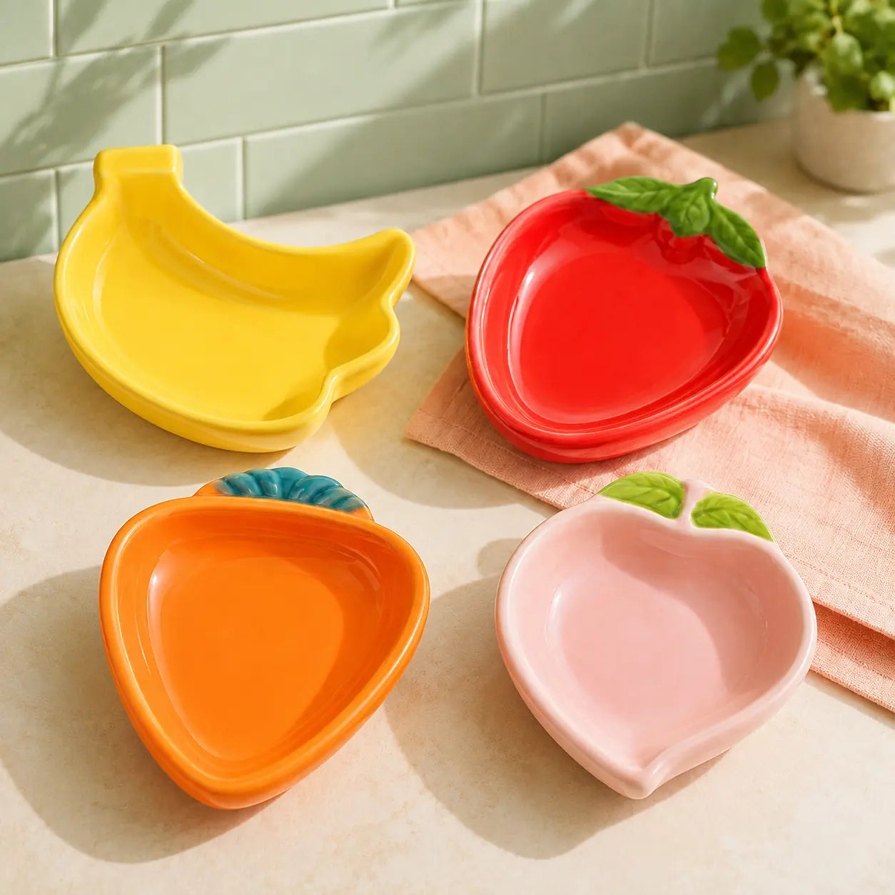 Cute Fruit Shaped Ceramic Mini Snack Plates