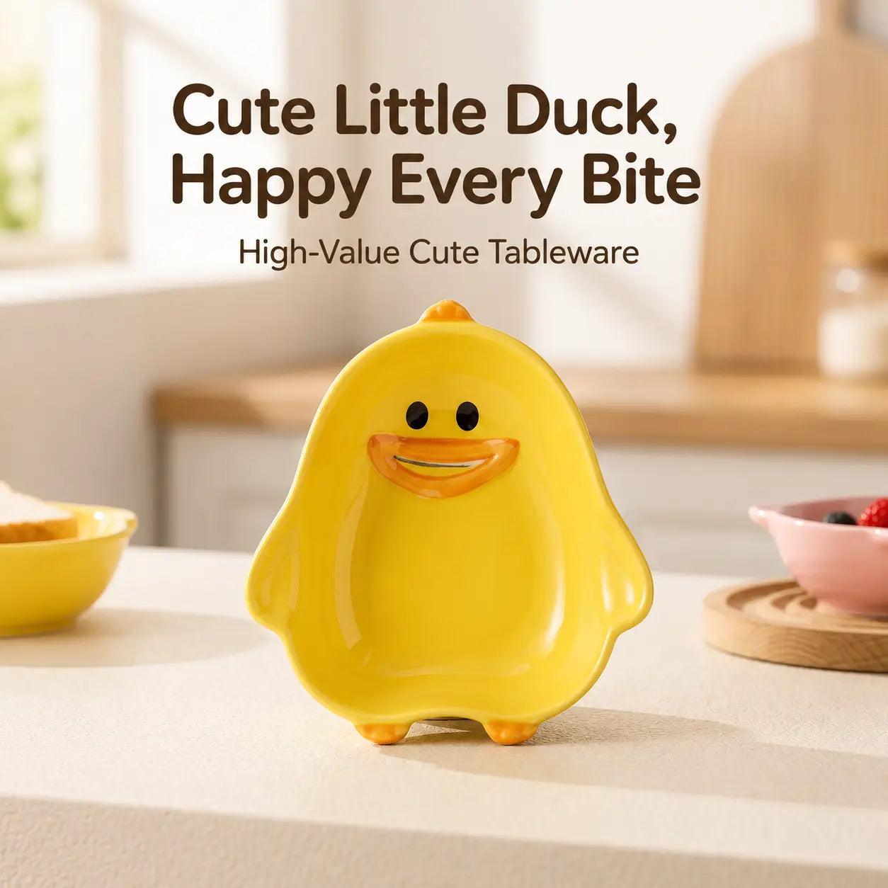 Cute Yellow Duck Ceramic Snack Plate