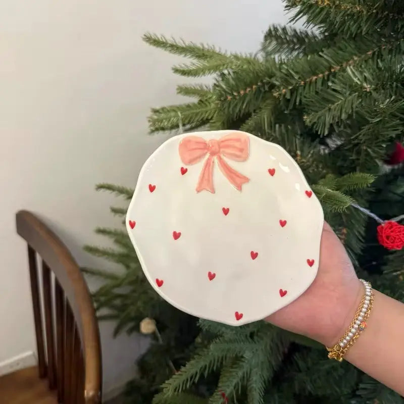 Cute Pink Bow Ceramic Cup & Saucer Set 230ml Heart Aesthetic Coffee & Tea Cup Sparkels  Sparkels