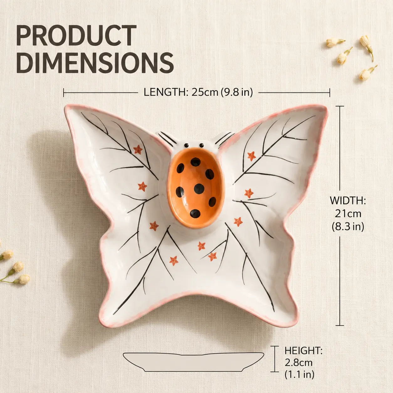 Butterfly Ceramic Divided Snack Plate