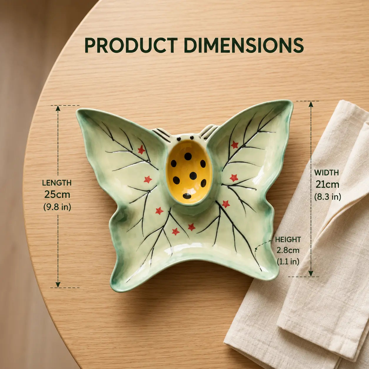 Butterfly Ceramic Divided Snack Plate