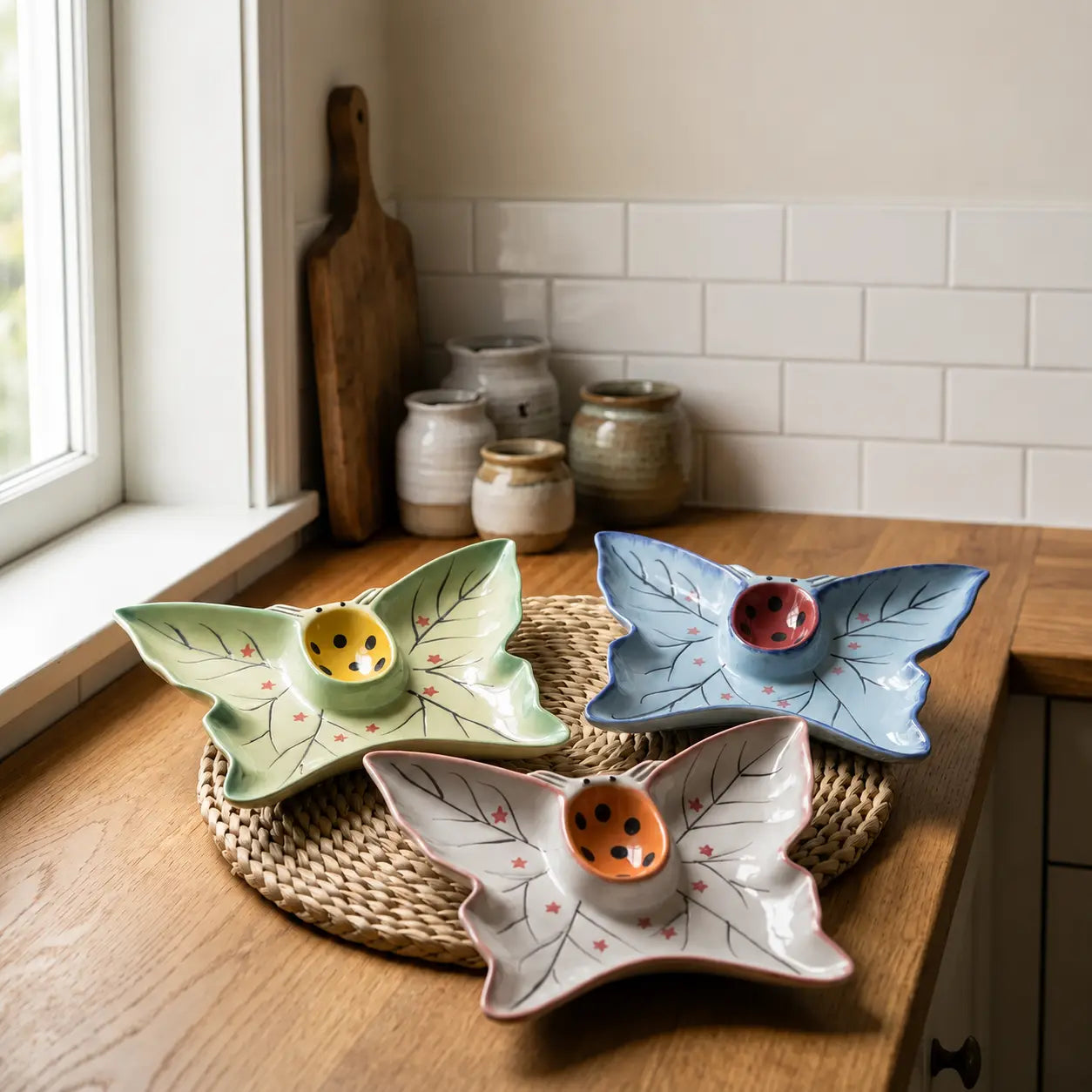 Butterfly Ceramic Divided Snack Plate