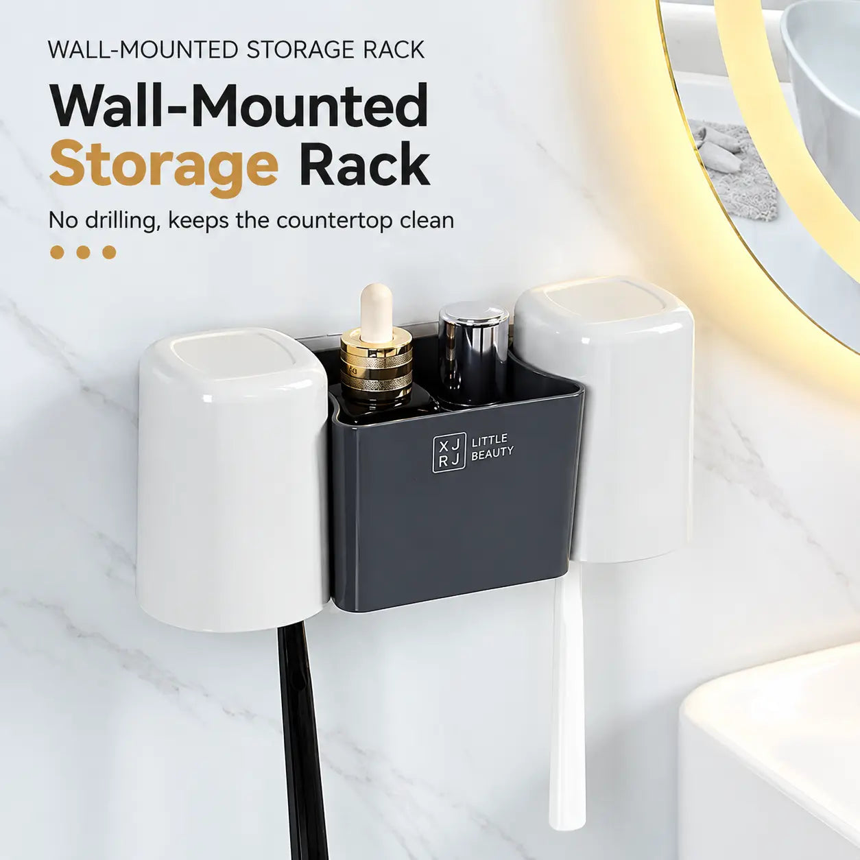 Dual Cup Wall-Mounted Bathroom Storage Rack