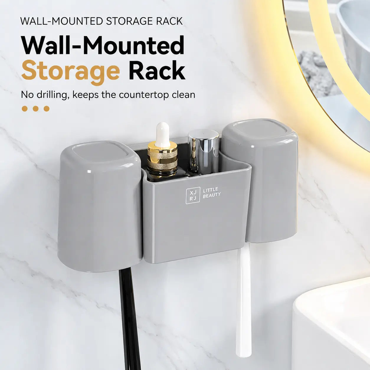 Dual Cup Wall-Mounted Bathroom Storage Rack