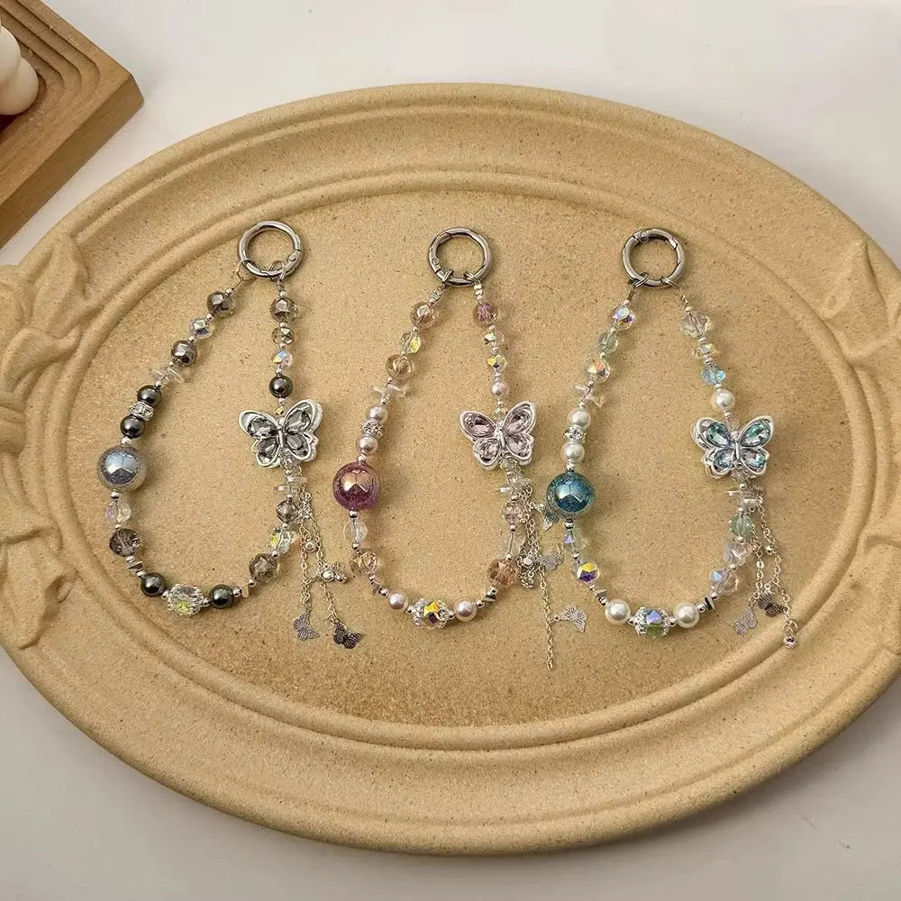 Butterfly Crystal Beaded Keychain