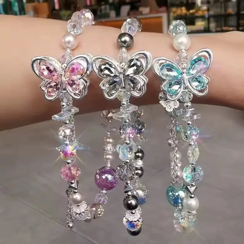 Butterfly Crystal Beaded Keychain