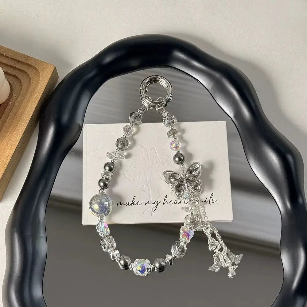 Butterfly Crystal Beaded Keychain