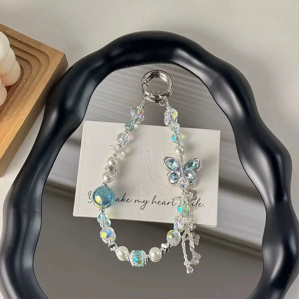 Butterfly Crystal Beaded Keychain