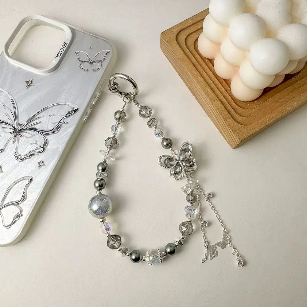 Butterfly Crystal Beaded Keychain