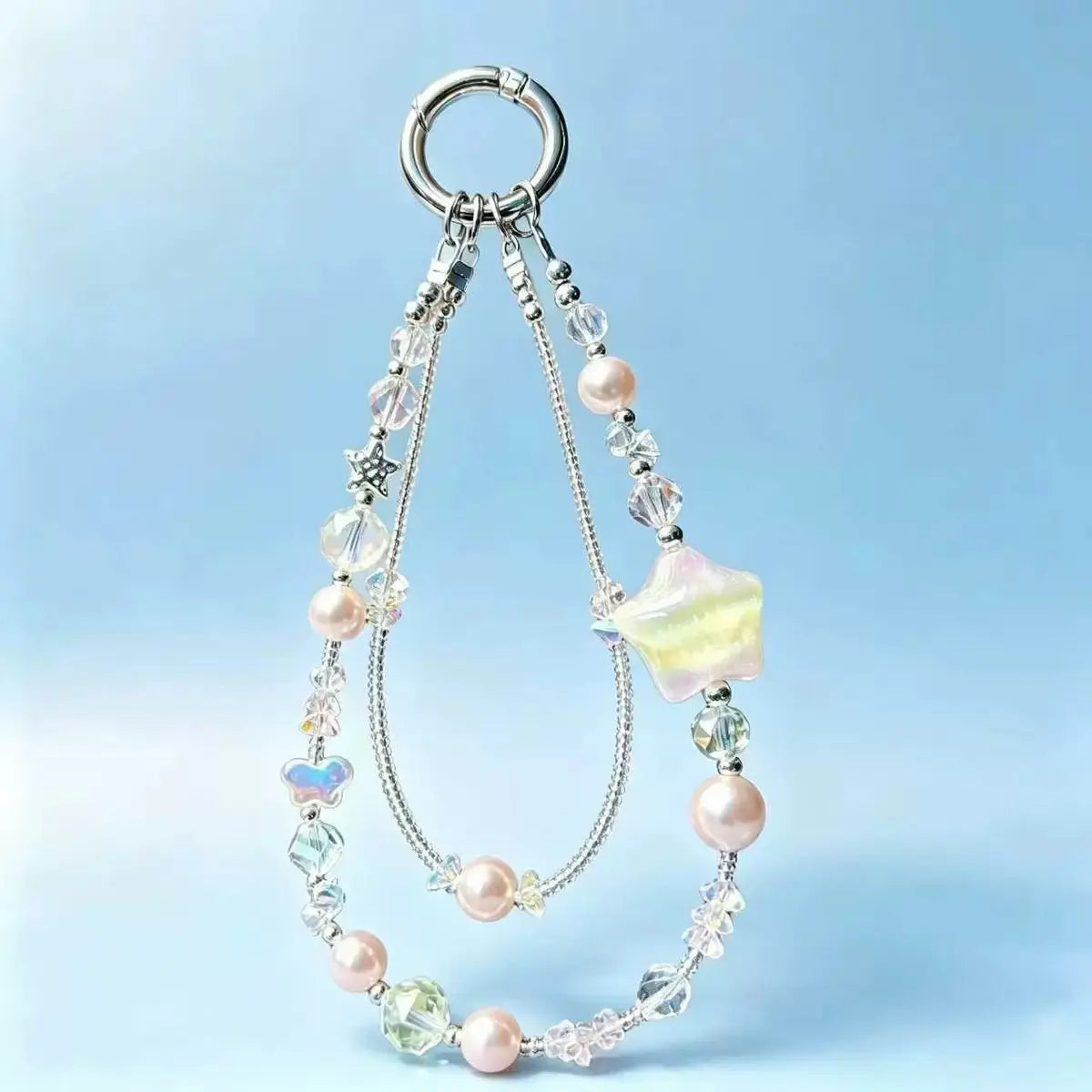 Star Charm Crystal Beaded Keychain