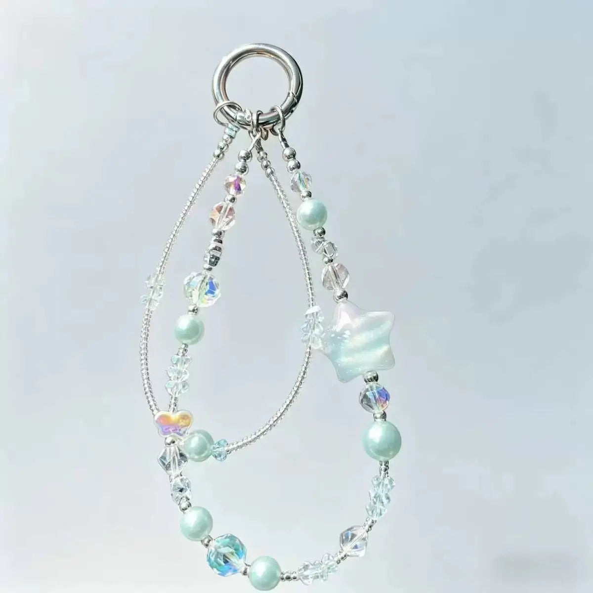 Star Charm Crystal Beaded Keychain