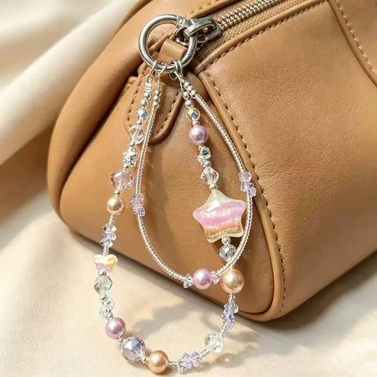 Star Charm Crystal Beaded Keychain