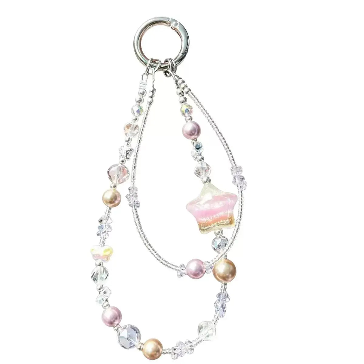 Star Charm Crystal Beaded Keychain