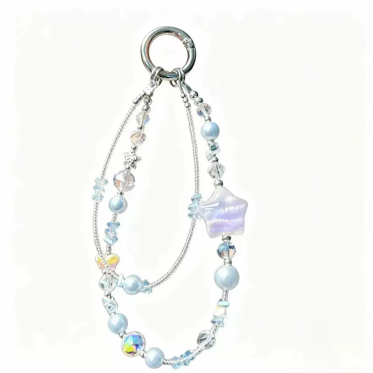 Star Charm Crystal Beaded Keychain