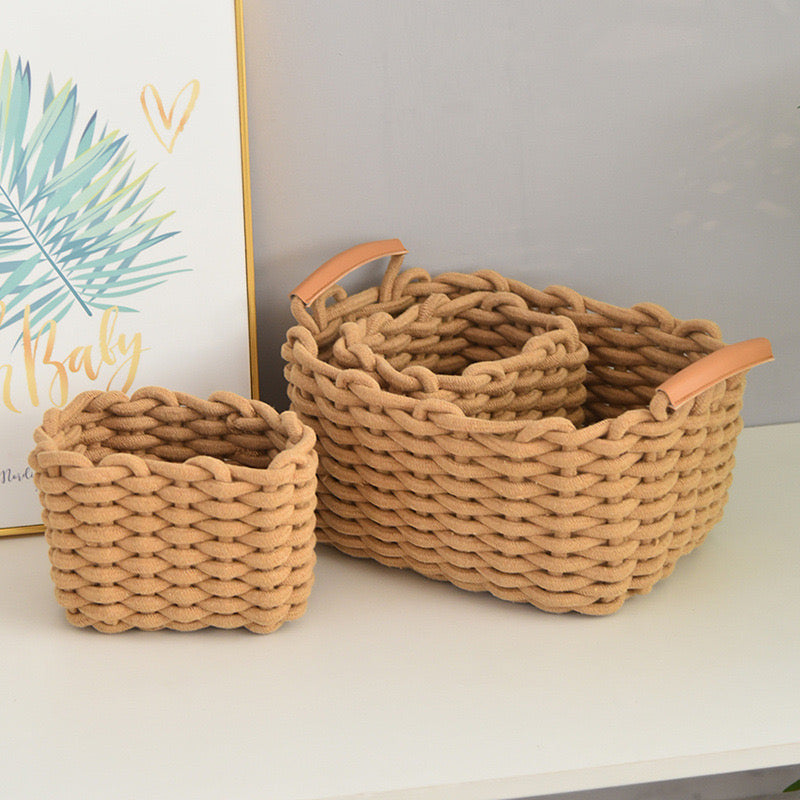 Handmade Cotton Rope Basket Desktop Cosmetic Organizer