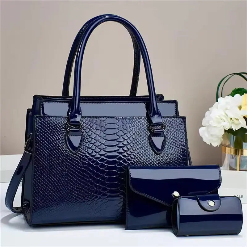 Luxury 3 Piece Women’s Handbag Set Elegant PU Leather Tote Bag Shoulder Bag & Wallet Fashion Office & Casual Bag Set Sparkels  Sparkels