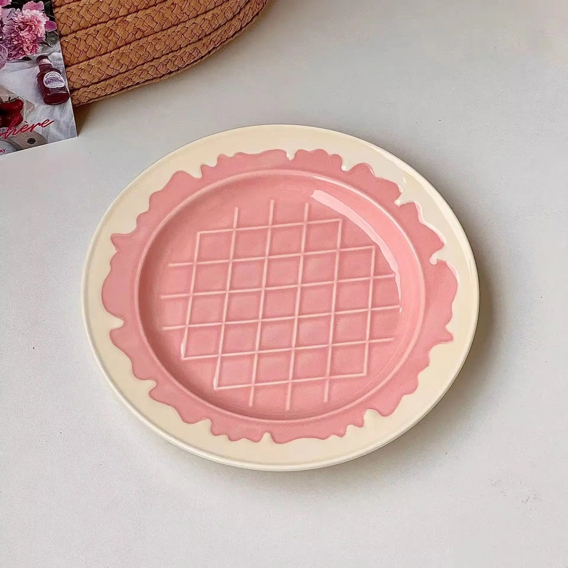 Ice Cream Cone Ceramic Bowl & Cup Set Pastel Pink Dessert Bowl, Snack Cup, Breakfast Bowl, Ice Cream Plate Cute Kitchen Tableware Collection Sparkels  Sparkels