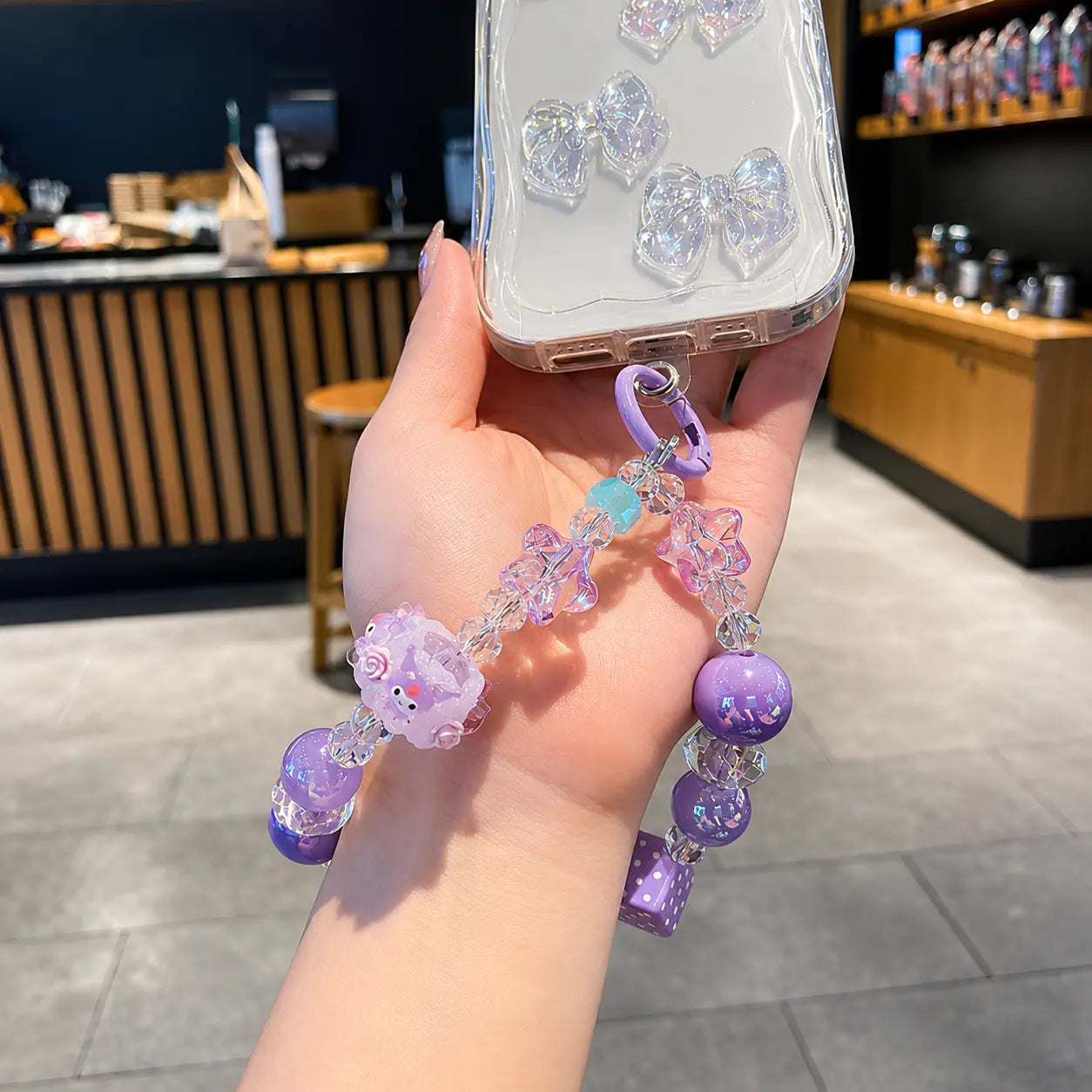 Kawaii Character Dice Pearl Beaded Keychain