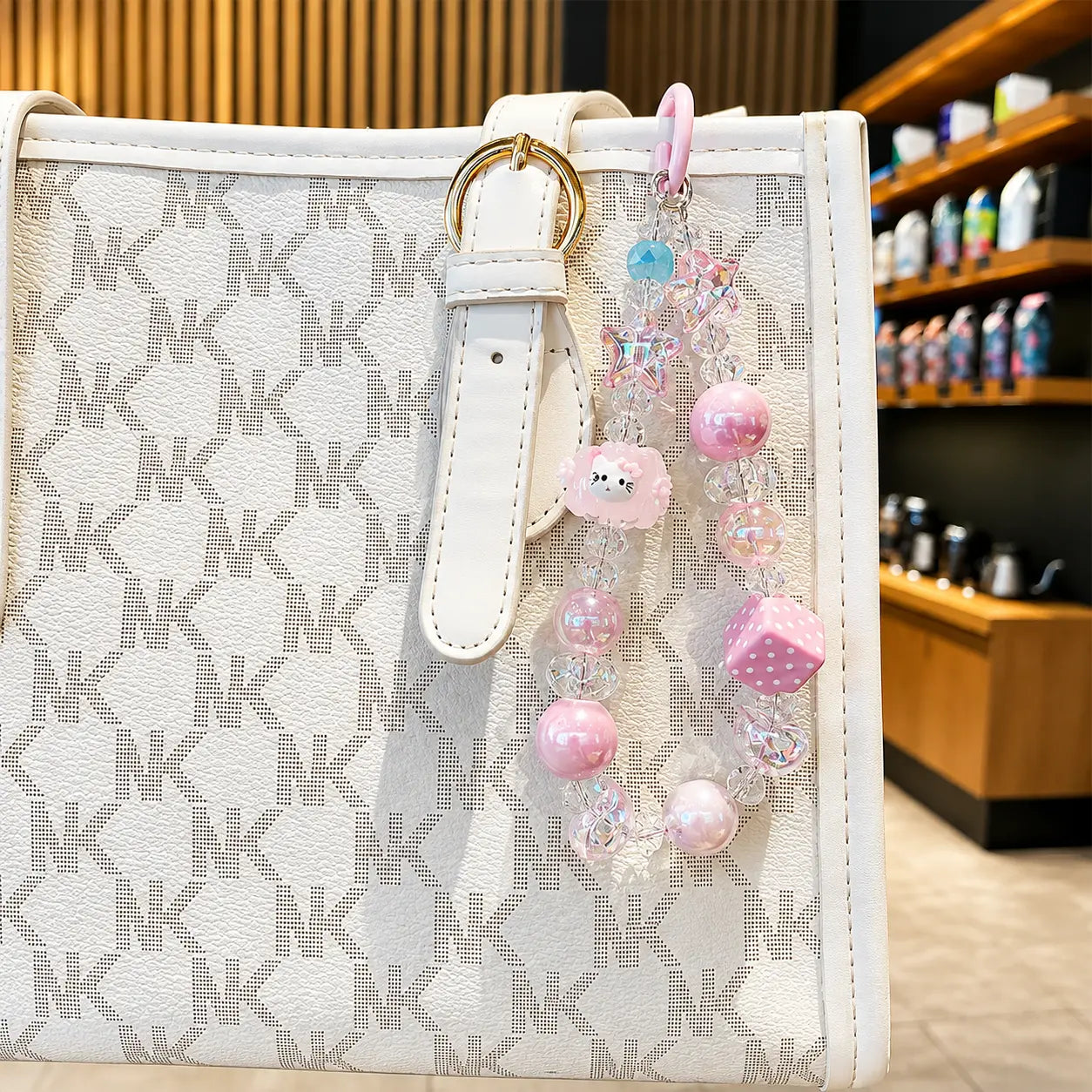 Kawaii Character Dice Pearl Beaded Keychain