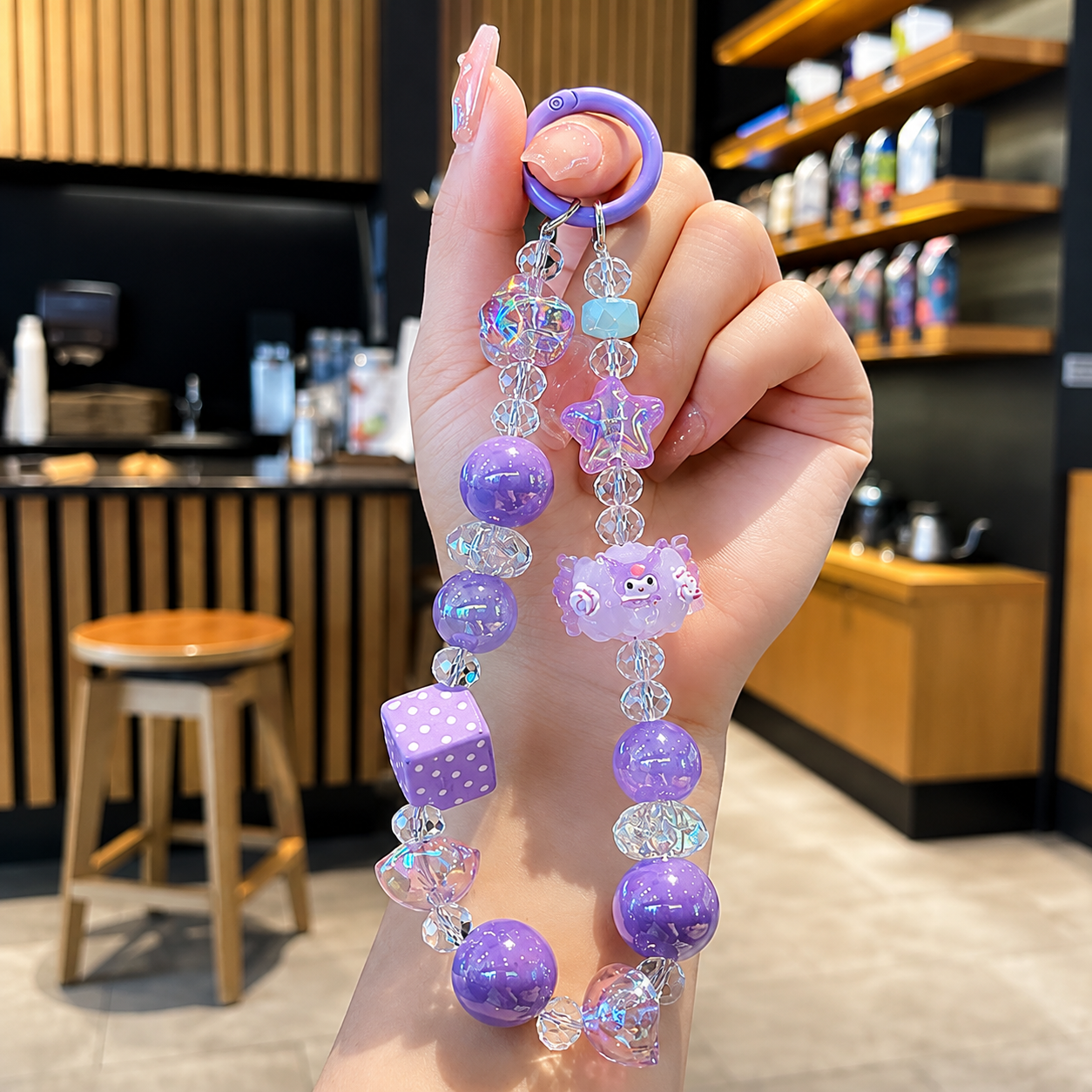 Kawaii Character Dice Pearl Beaded Keychain