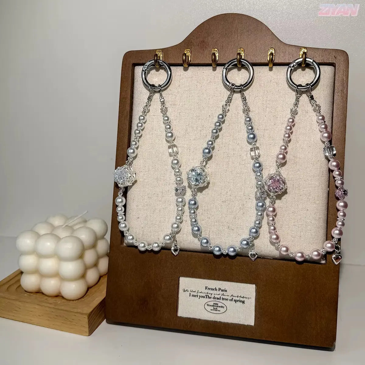 Crystal Pearl Beaded Keychain