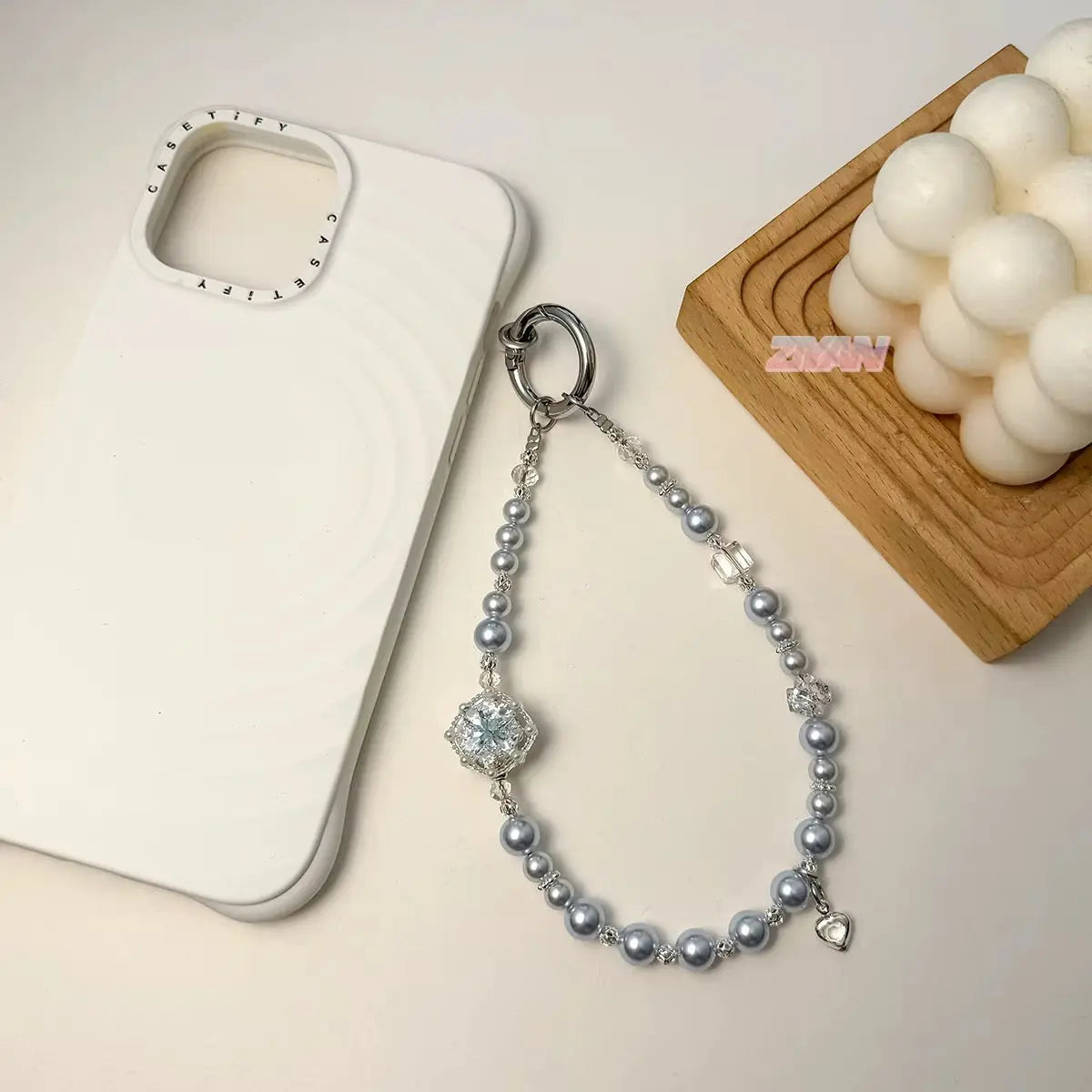 Crystal Pearl Beaded Keychain