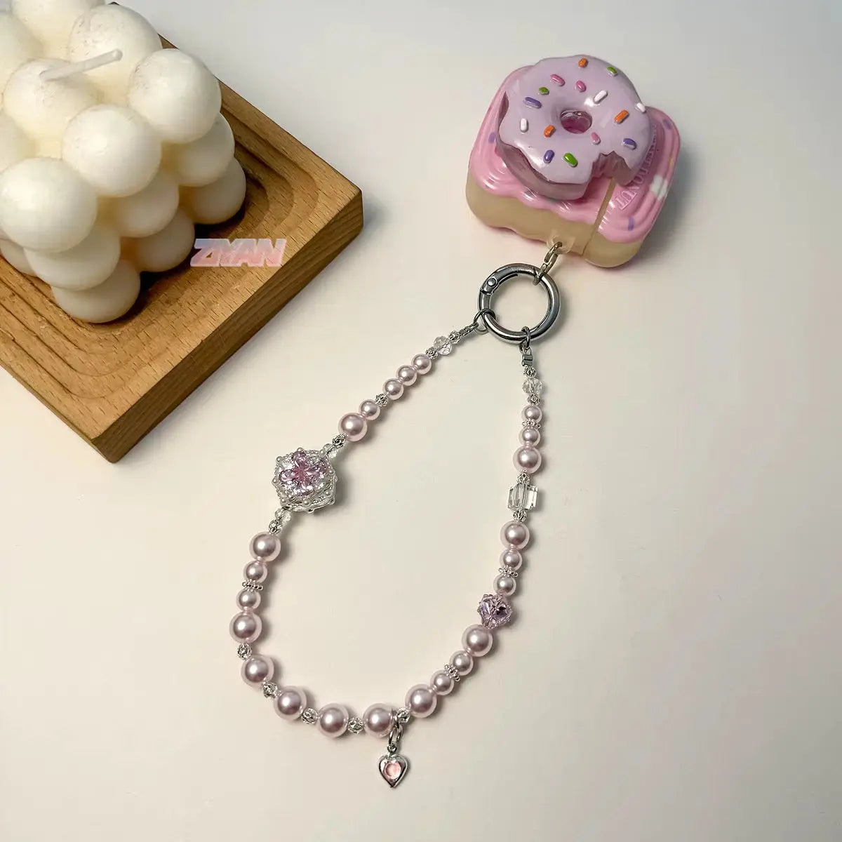 Crystal Pearl Beaded Keychain
