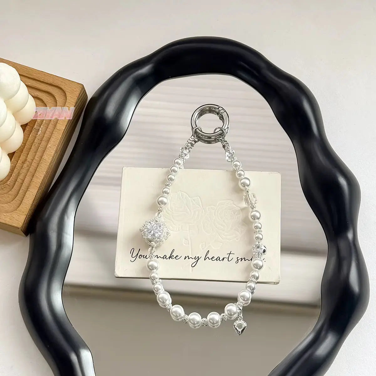 Crystal Pearl Beaded Keychain