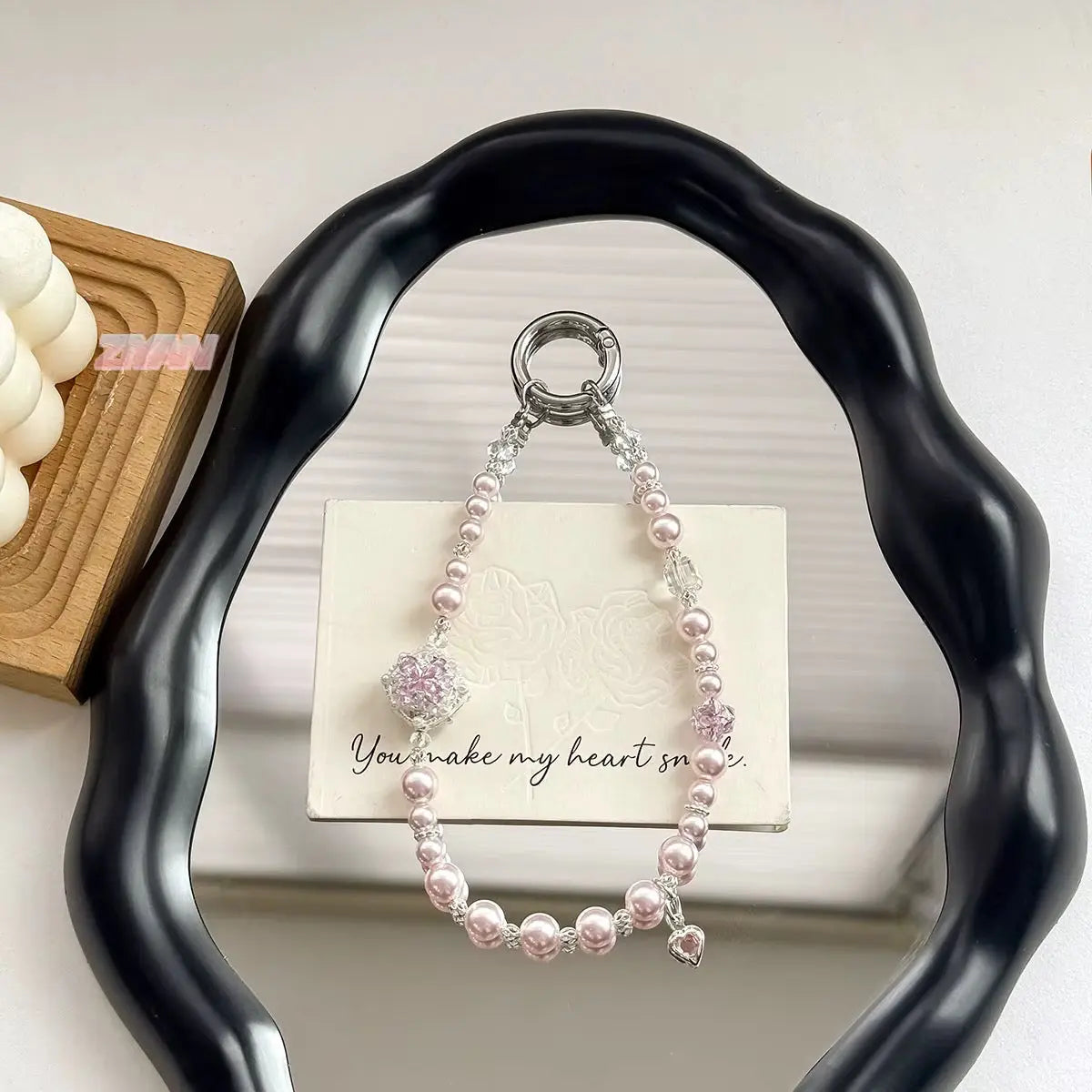 Crystal Pearl Beaded Keychain
