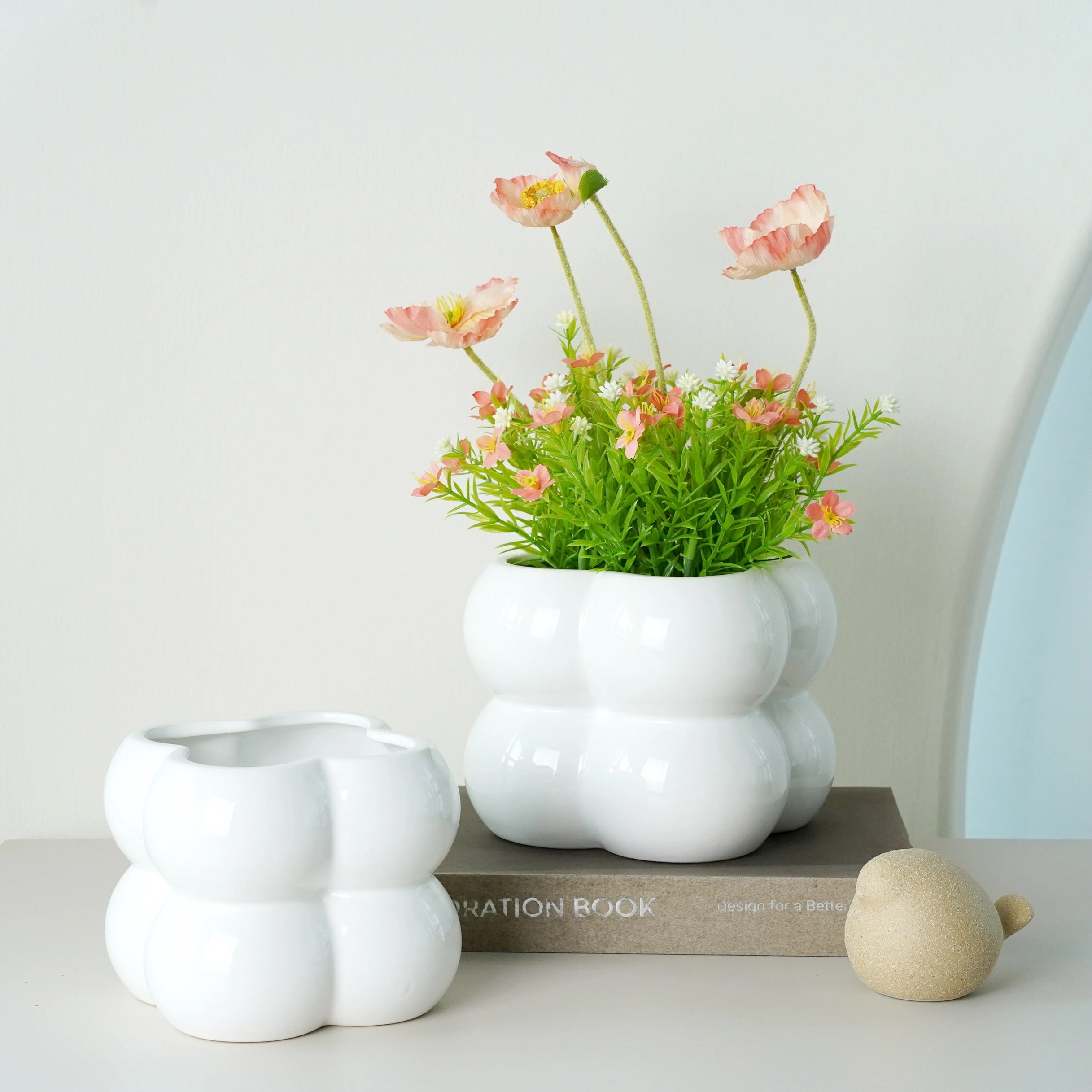 Multifunctional Bubble Pot Vase & Brush Holder Organizer