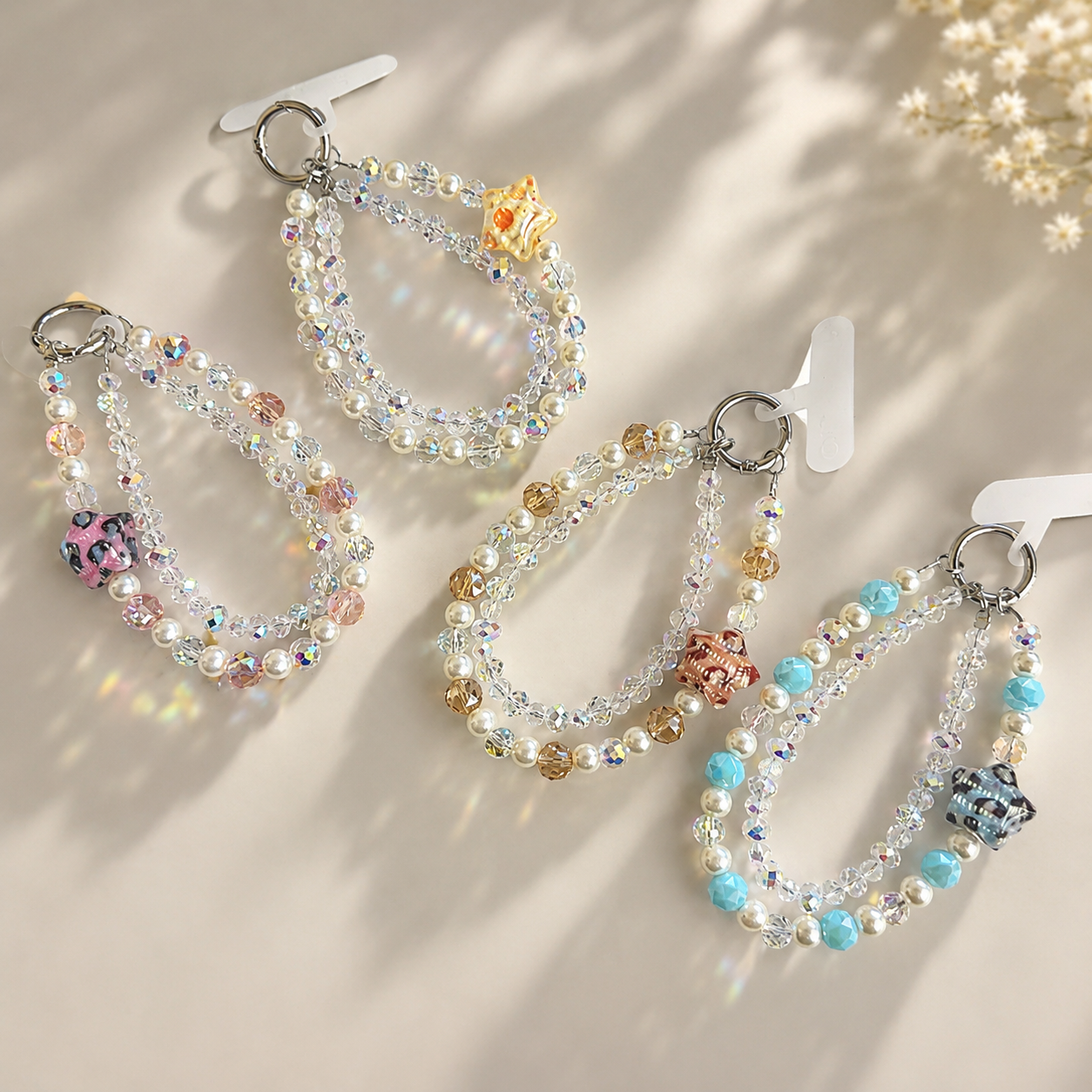 Star Crystal Double-Layer Beaded Keychain