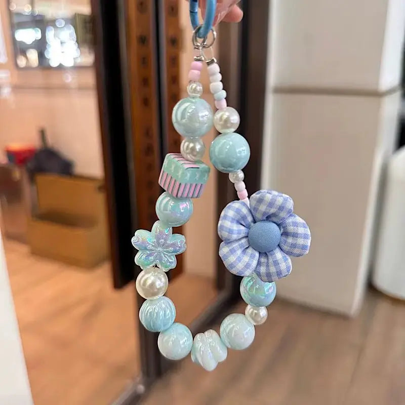 Pastel Flower Pearl Beaded Keychain