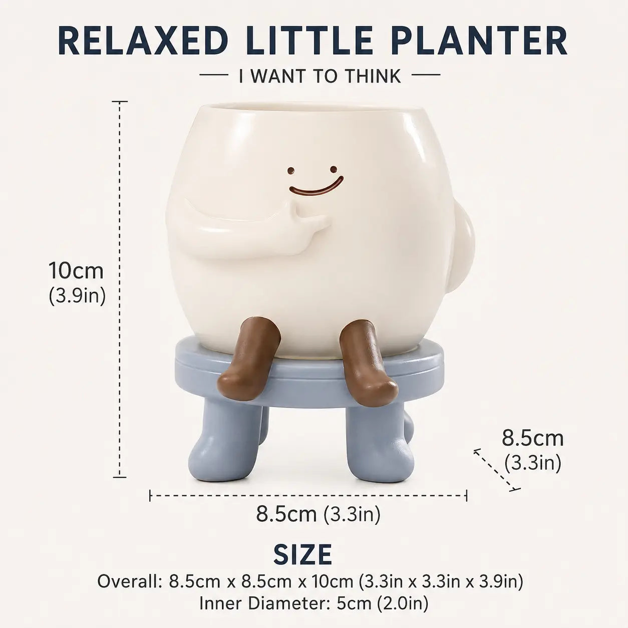 Cute Relaxed Character Mini Planter with Stool