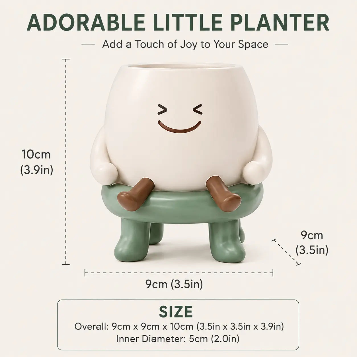 Cute Relaxed Character Mini Planter with Stool