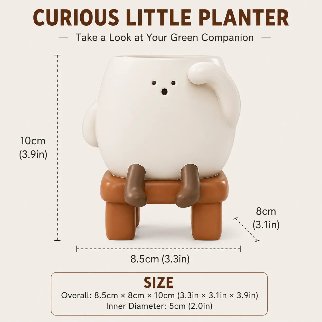 Cute Relaxed Character Mini Planter with Stool