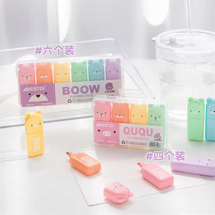 Pack Of 6 Bear Highlighter Set