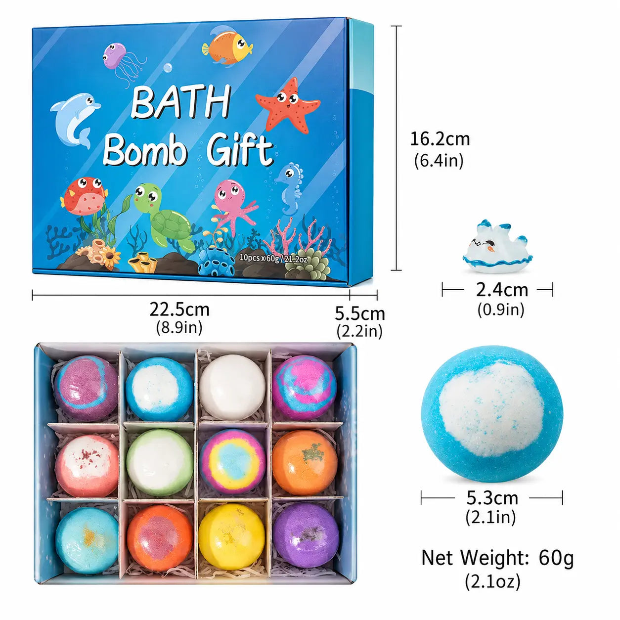 Ocean Toy Bath Bomb Gift Set 12 Scents