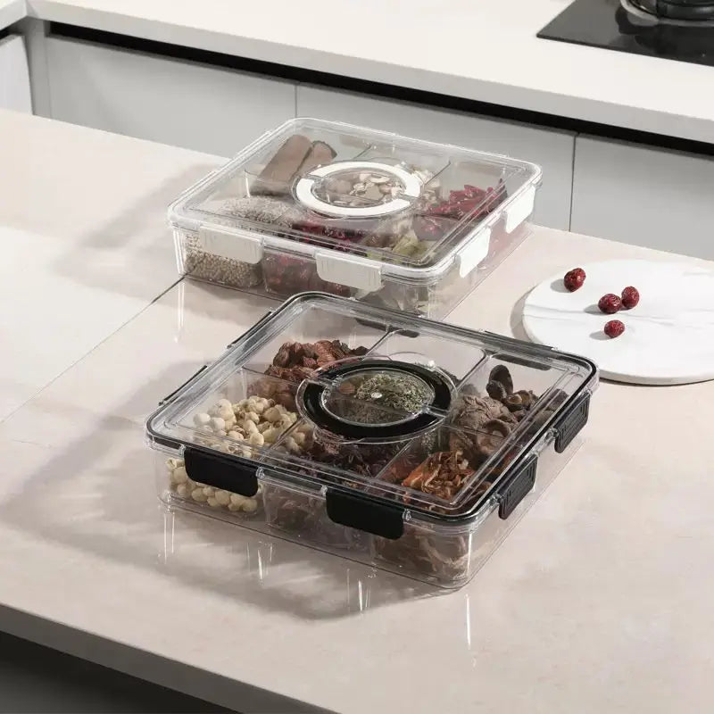 Multi Compartment Spice & Dry Food Storage Organizer Box