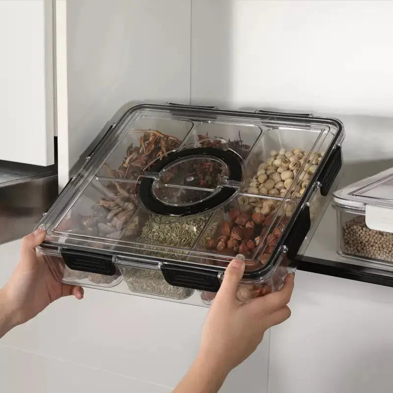 Multi Compartment Spice & Dry Food Storage Organizer Box