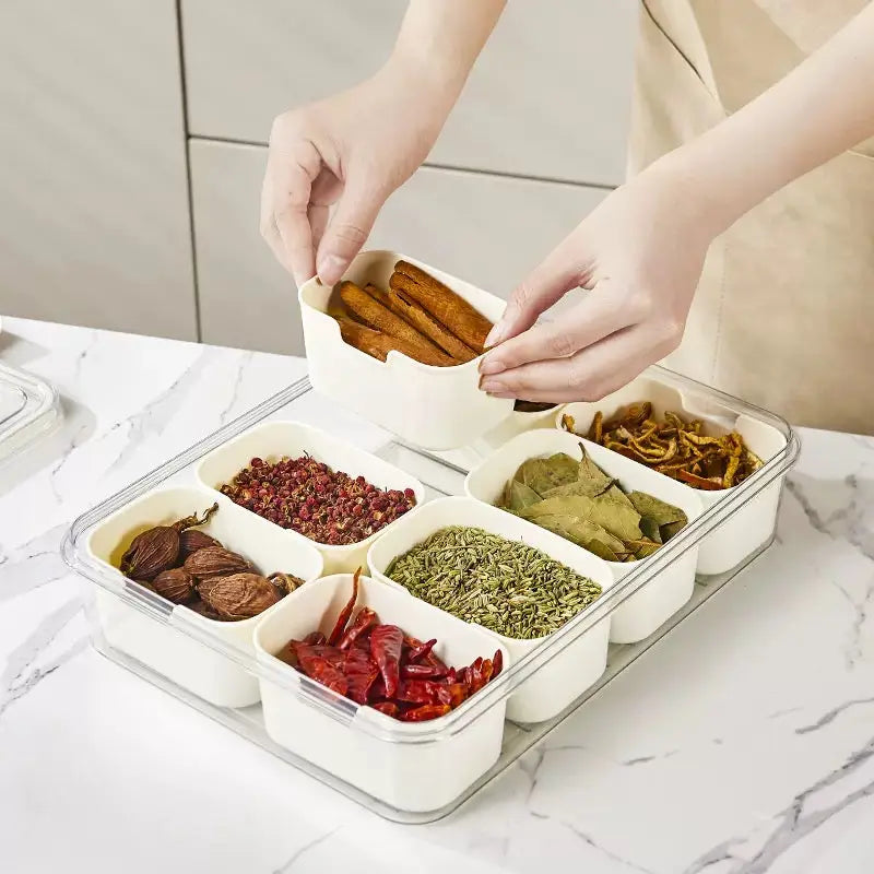Multi Compartment Spice & Dry Food Storage Box