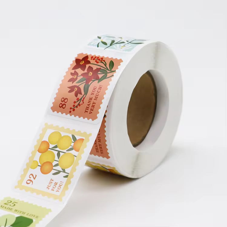 500 Pcs Roll of Pretty Flower Pattern Stickers 5 Styles for Scrapbooking, Diary & Album Decoration