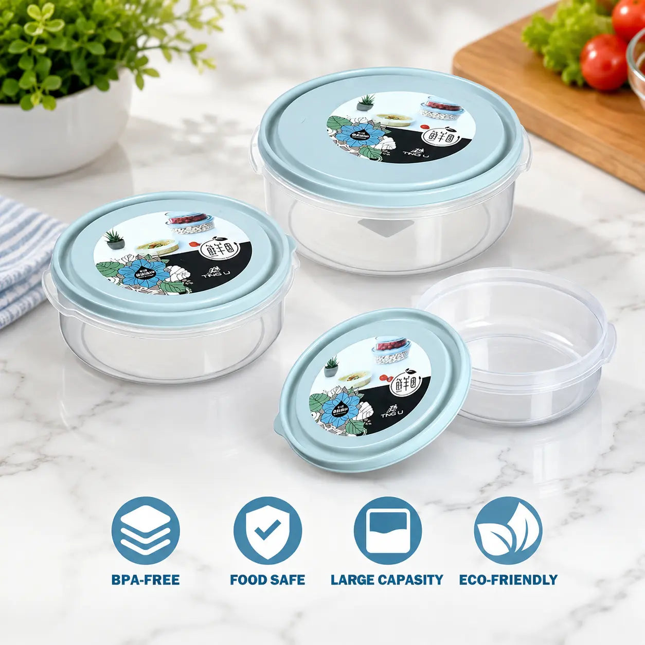 3-Piece Round Food Storage Container Set